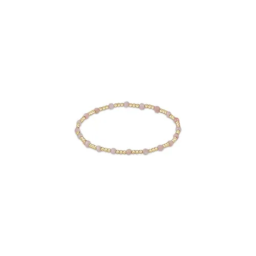 enewton: Gemstone Gold Sincerity Pattern 3mm Bead Bracelet - Pink Opal