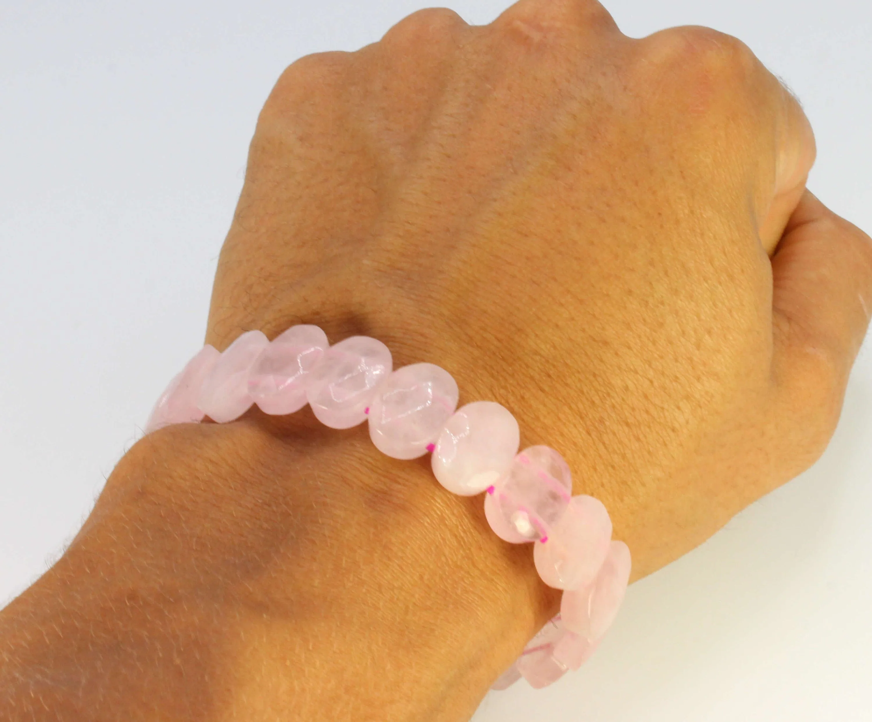 Faceted Rose Quartz Bracelet - Elastic & Double Reinforced Jewelry for Self Love and Compassion