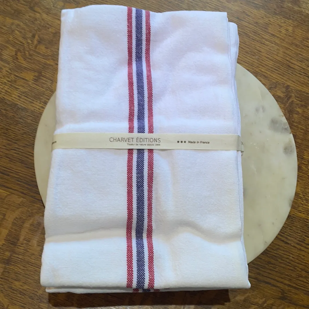 French Linen Kitchen Tea Towel Drapeau Blanchi by Charvet Editions