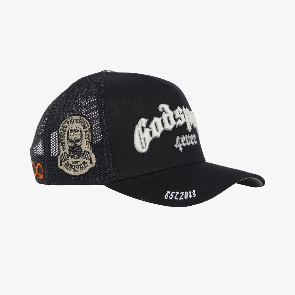 GODSPEED GS FOREVER TRUCKER HAT BLACK/WHITE