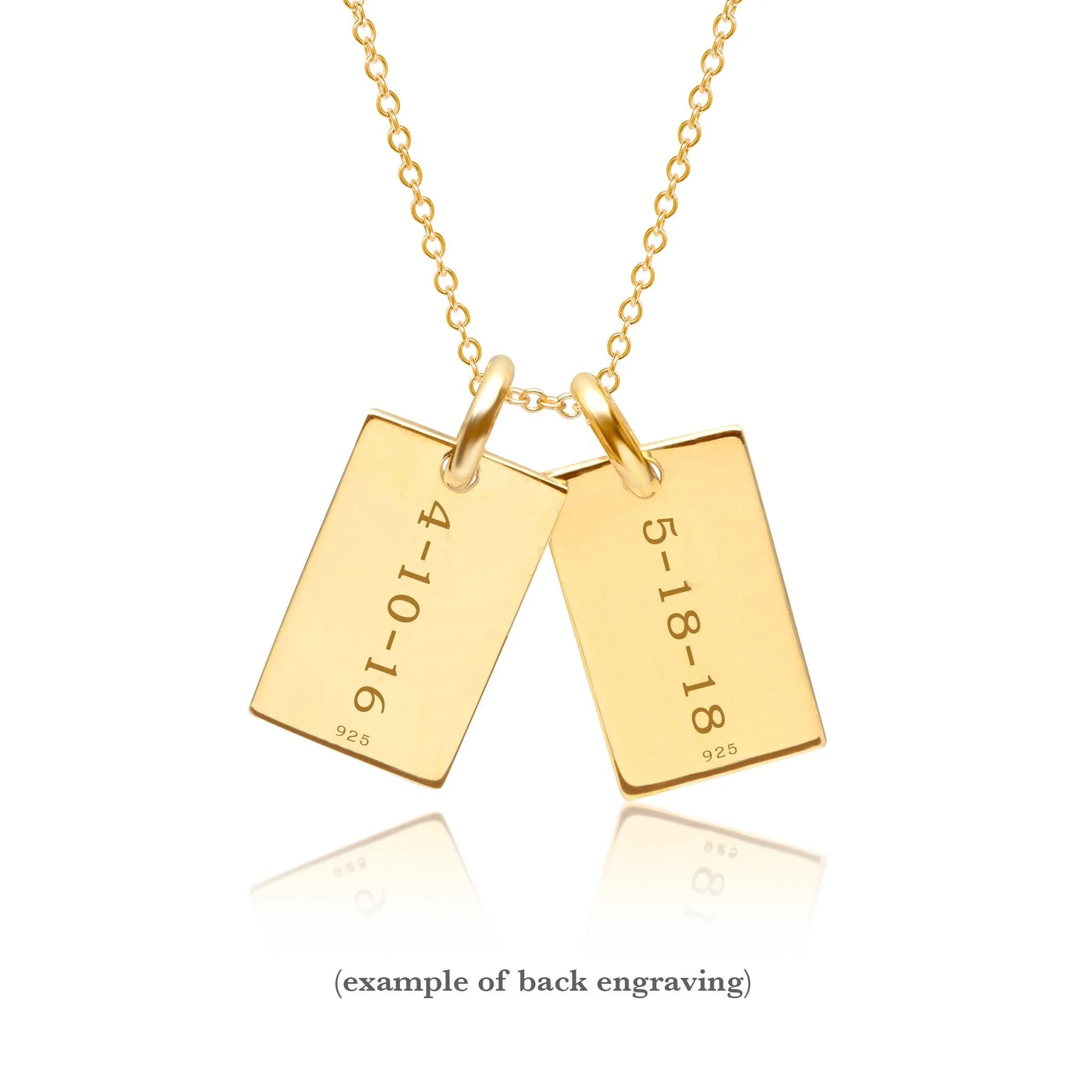 Gold Mini Dog Tag Necklace - 2 Names