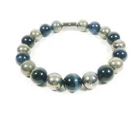 Handmade Pyrite And Blue Tiger Eye Bracelet