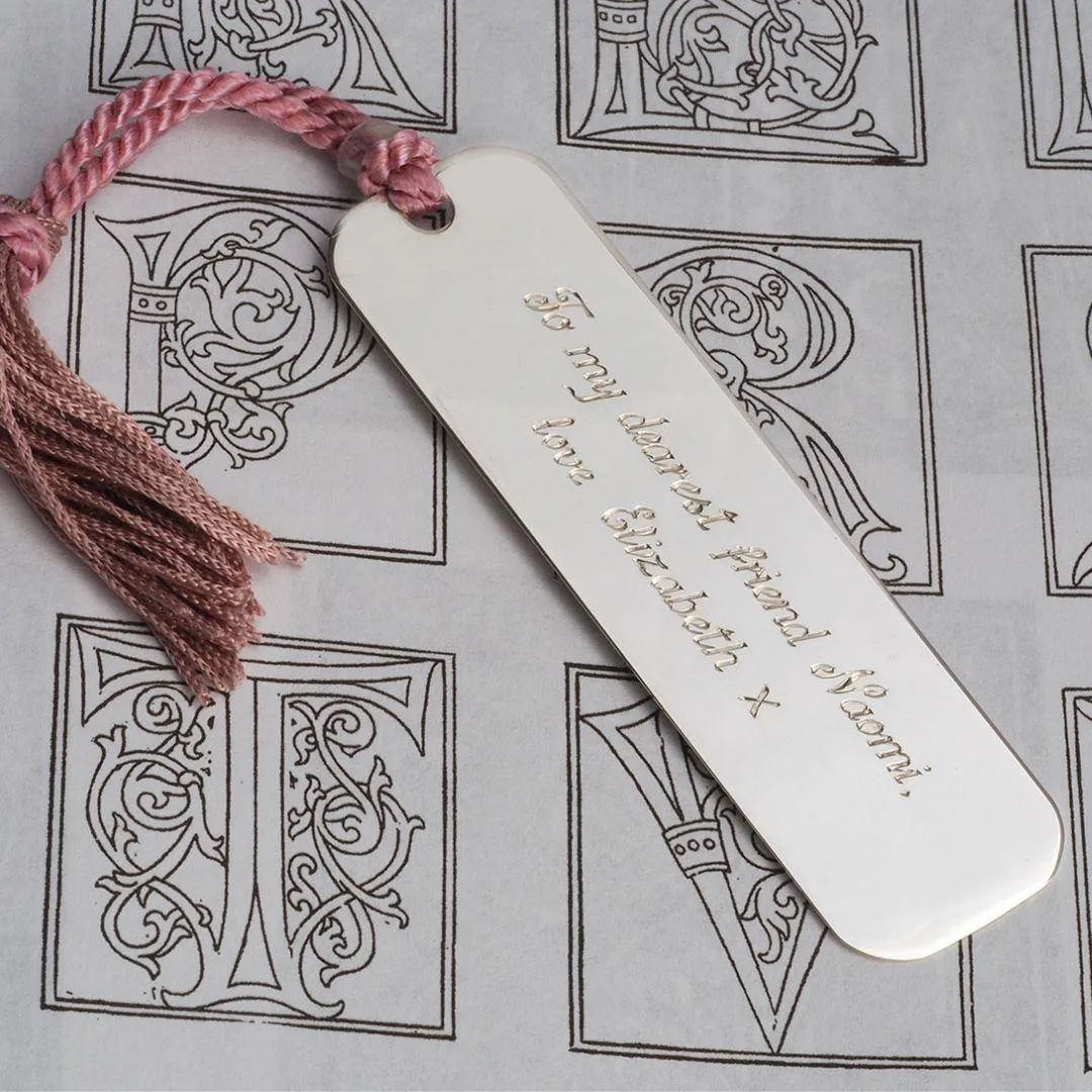 Handmade Sterling Silver Bookmark Hand Engraved Fancy Initial