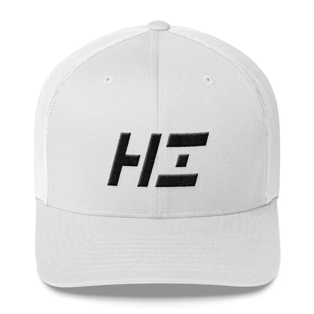 Hawaii - Mesh Back Trucker Cap - Black Embroidery - HI - Many Hat Color Options Available