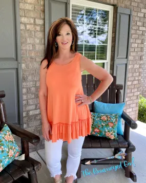 Hello Sunshine Coral Ruffle Layering Tank