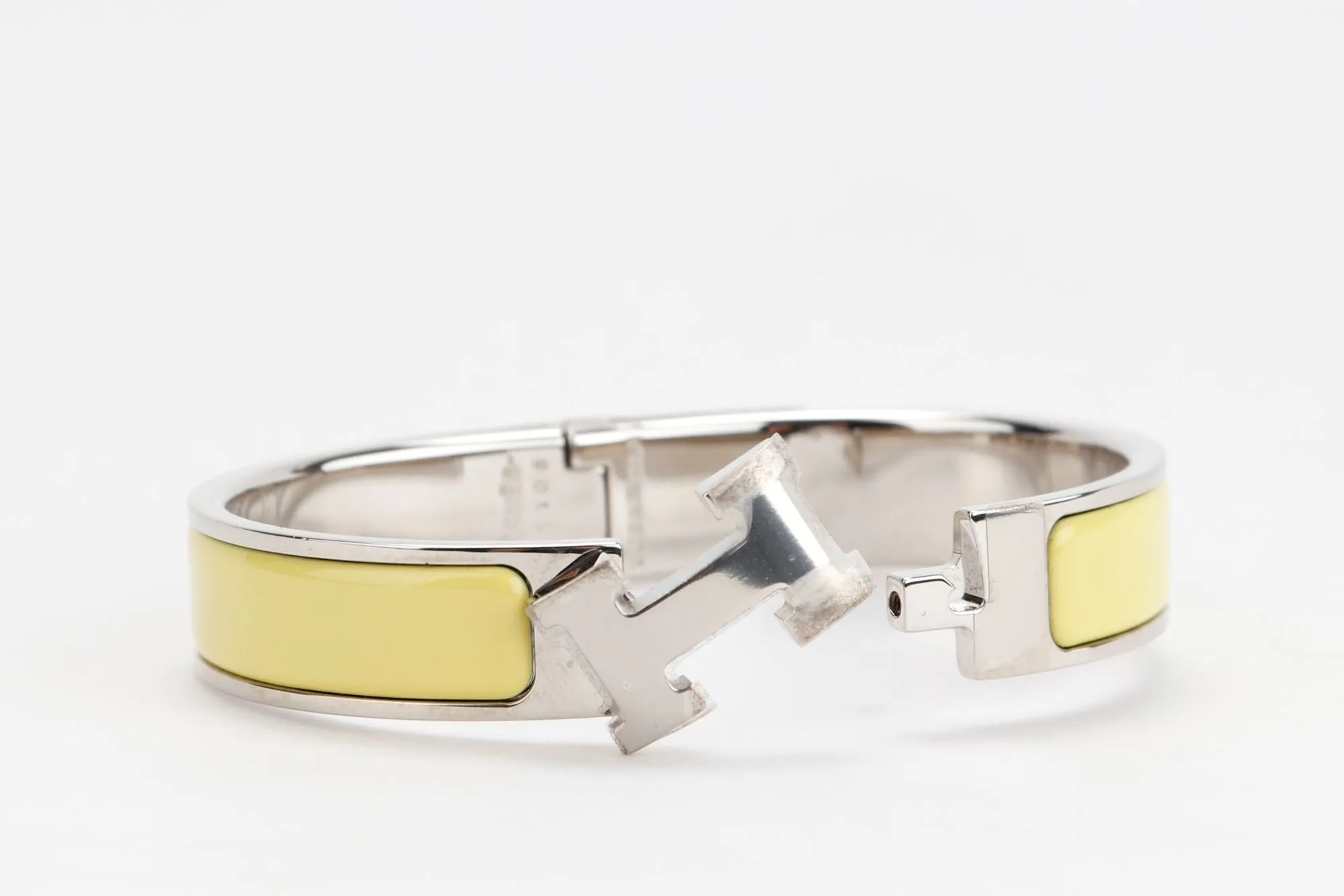 Hermes Clic Clac 1cm PM Size, Citron Yellow Color, Silver Hardware, with Box