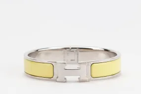 Hermes Clic Clac 1cm PM Size, Citron Yellow Color, Silver Hardware, with Box