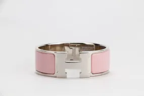 Hermes Clic Clac 2cm MM Size, Rose Nacarat Color, Silver Hardware, with Dust Cover & Box