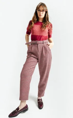 Houndstooth High Waist Pants