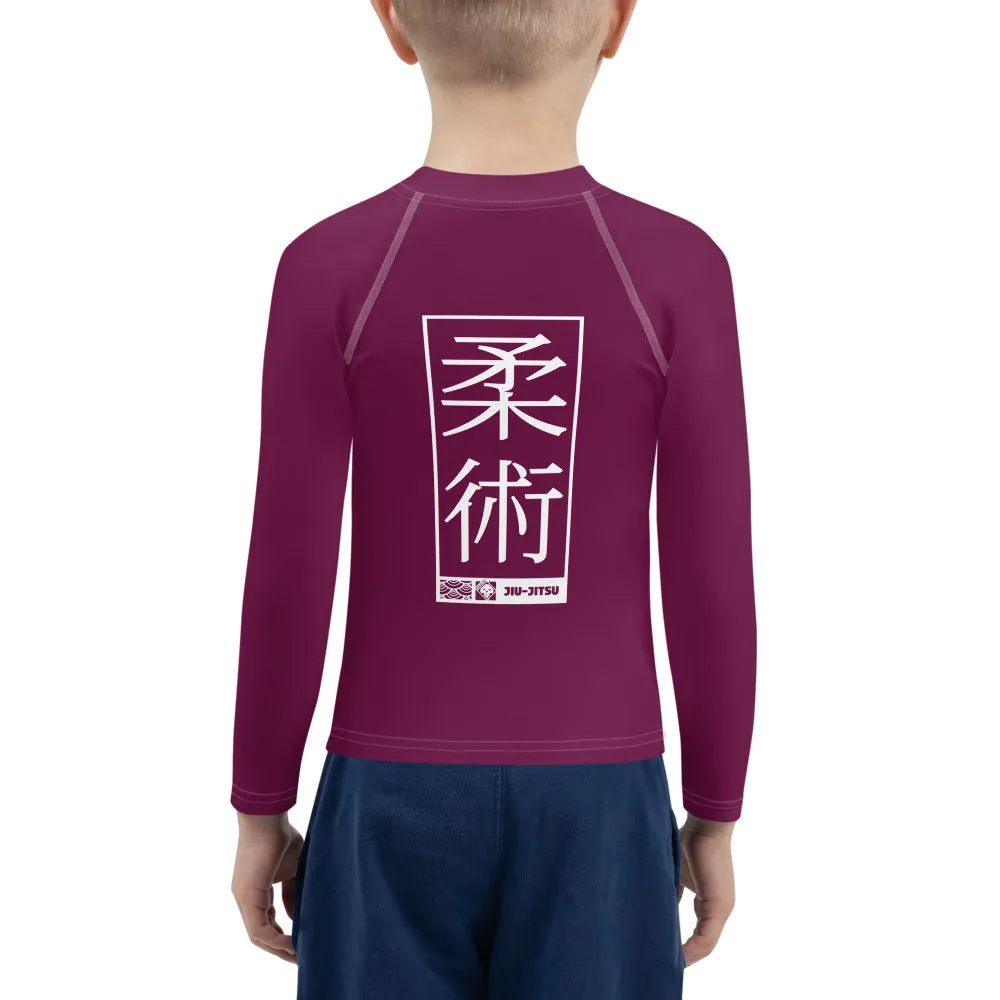 Kid's Boys Long Sleeve BJJ Rash Guard Jiu-Jitsu 013 - Tyrian Purple