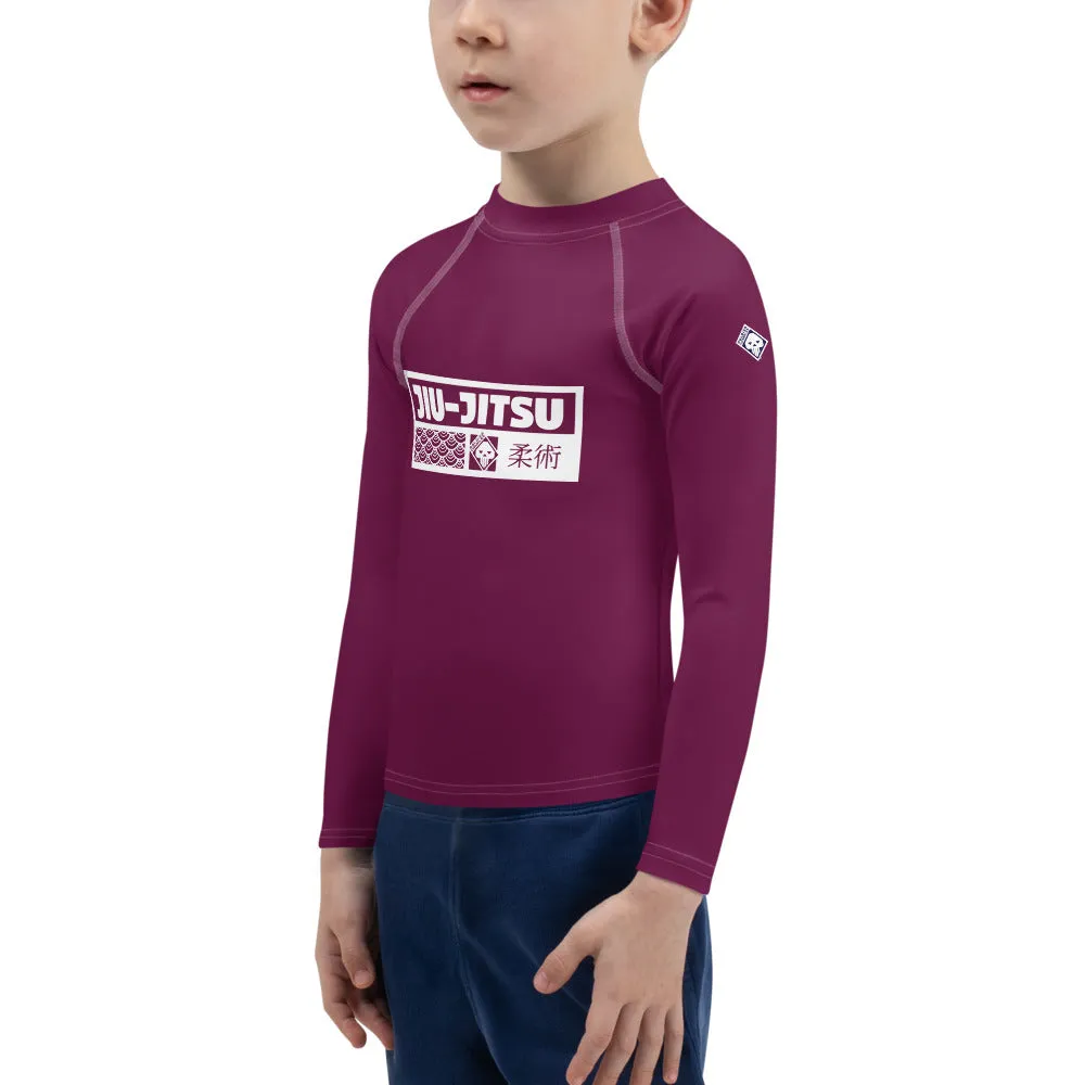 Kid's Boys Long Sleeve BJJ Rash Guard Jiu-Jitsu 013 - Tyrian Purple