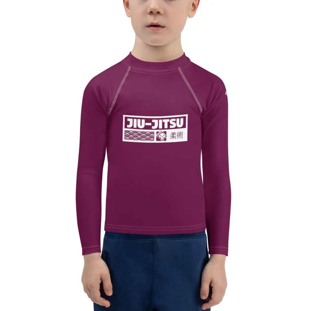 Kid's Boys Long Sleeve BJJ Rash Guard Jiu-Jitsu 013 - Tyrian Purple