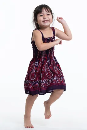 Kids Paisley Feathers Smock Dress in Purple