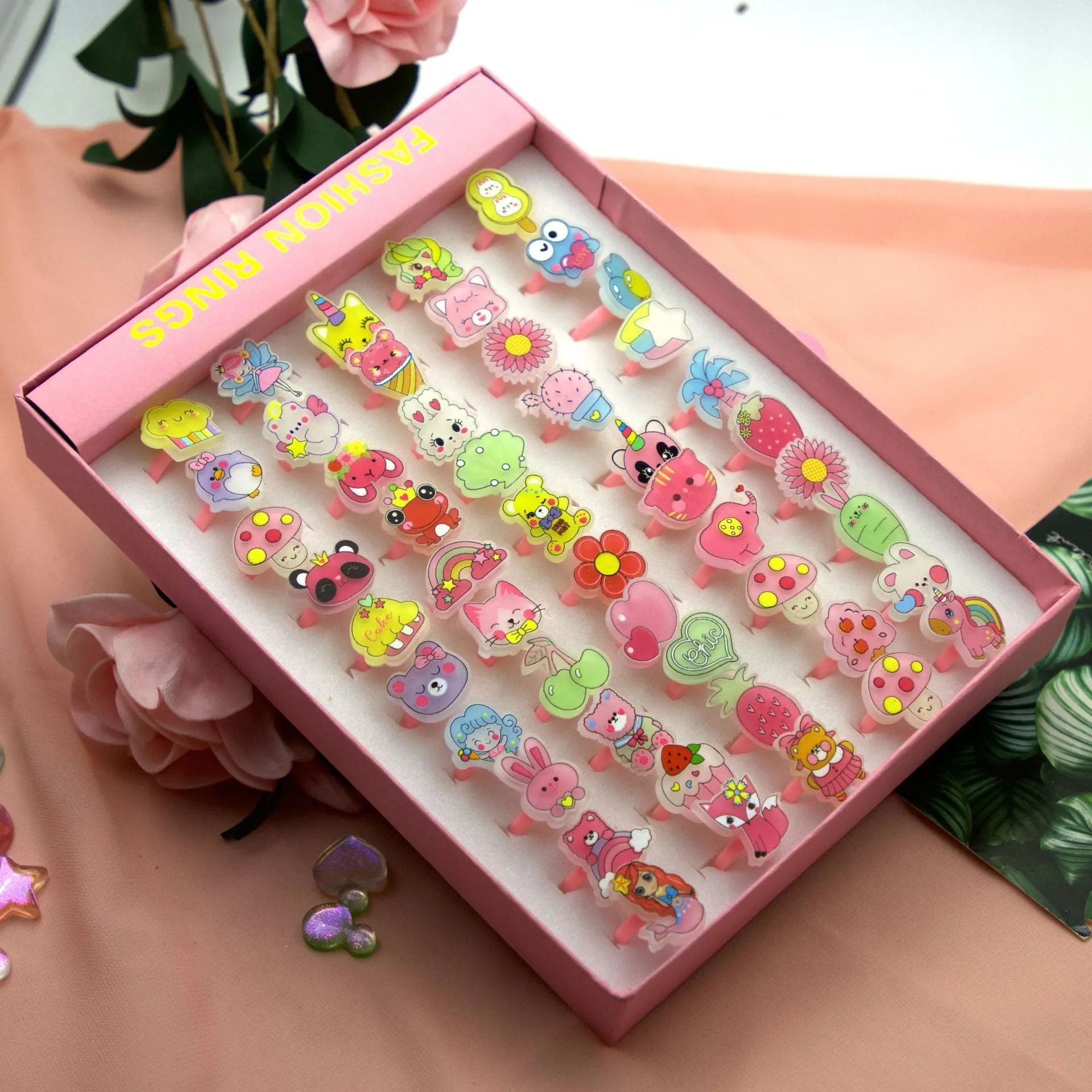 Korean Cartoon 50 pcs Resin Ring