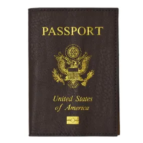 Leather USA Logo Passport Holder - Brown