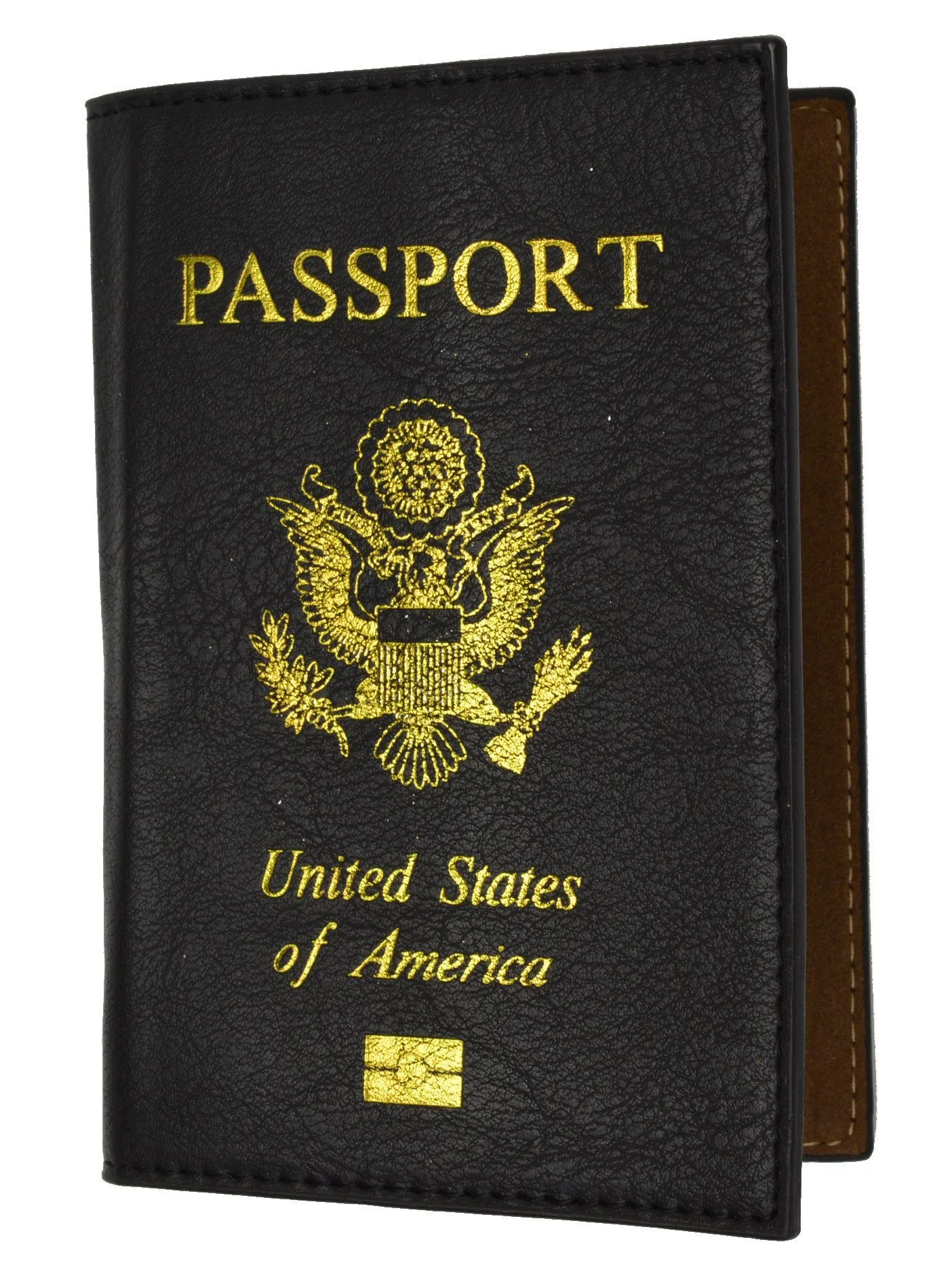 Leather USA Logo Passport Holder - Brown