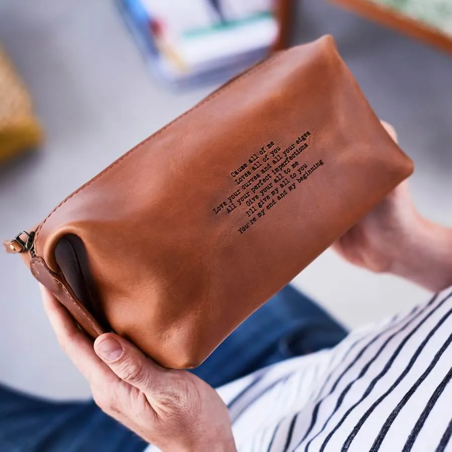 Leather Wash Bag with Special Song Lyrics