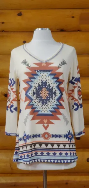 Liberty Wear Mojave Beige 3/4 Sleeve Top