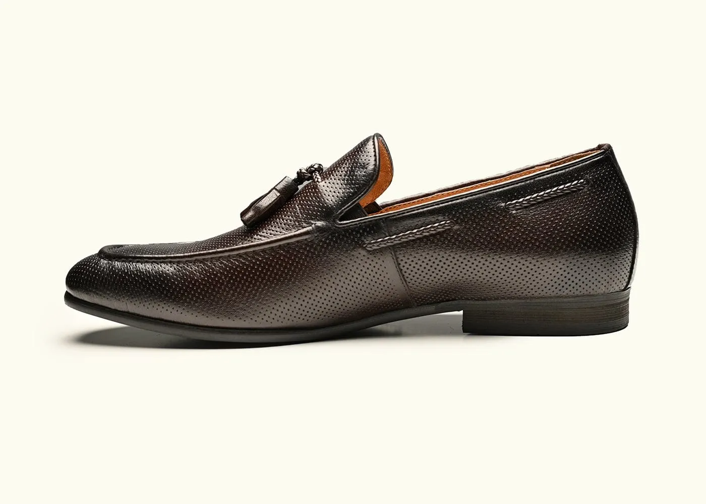 MALDINA | Oak Brown Tassel Leather Loafer