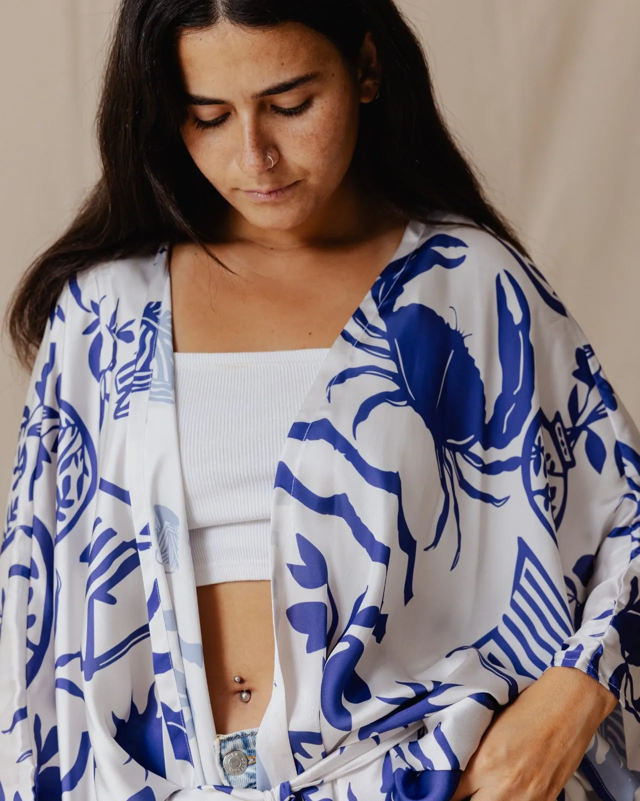 Mediterranean Blue Short Kimono