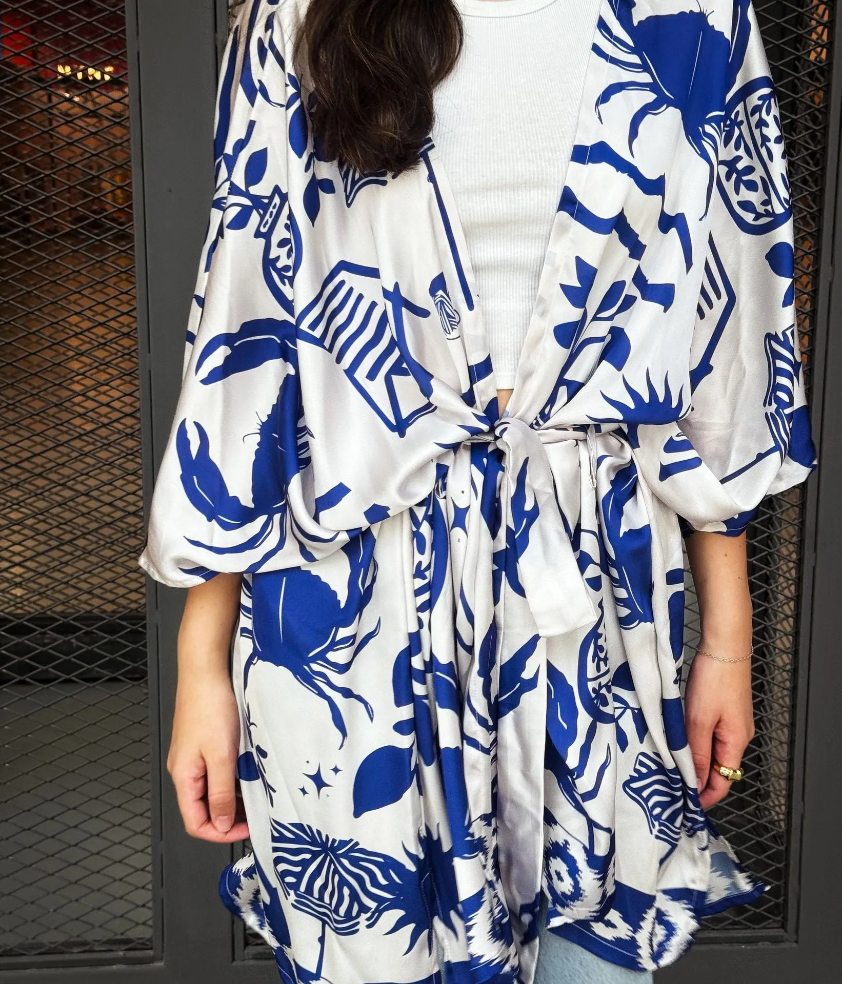 Mediterranean Blue Short Kimono