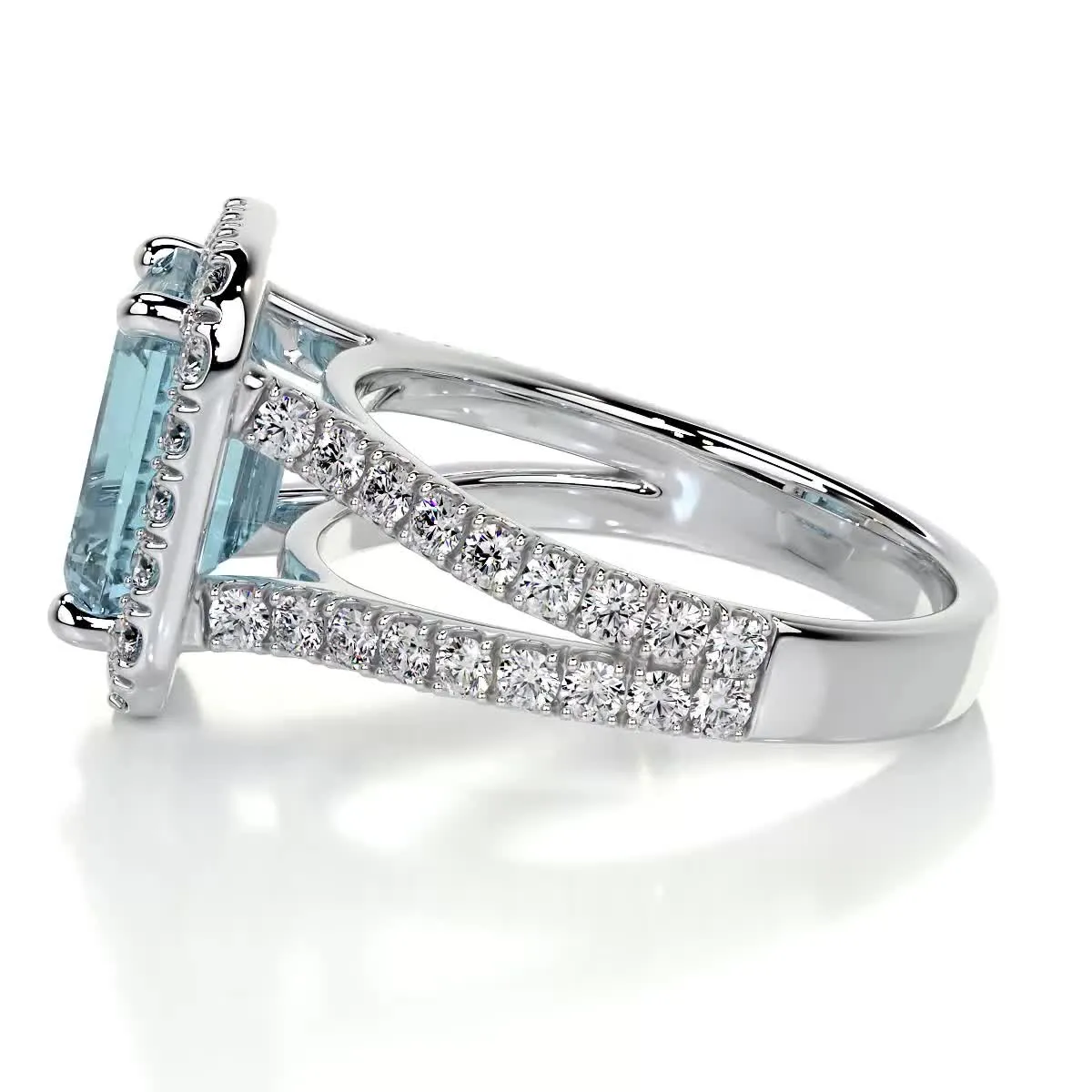 Melody Gemstone & Diamonds Ring   (5 Carat) - 14K White Gold