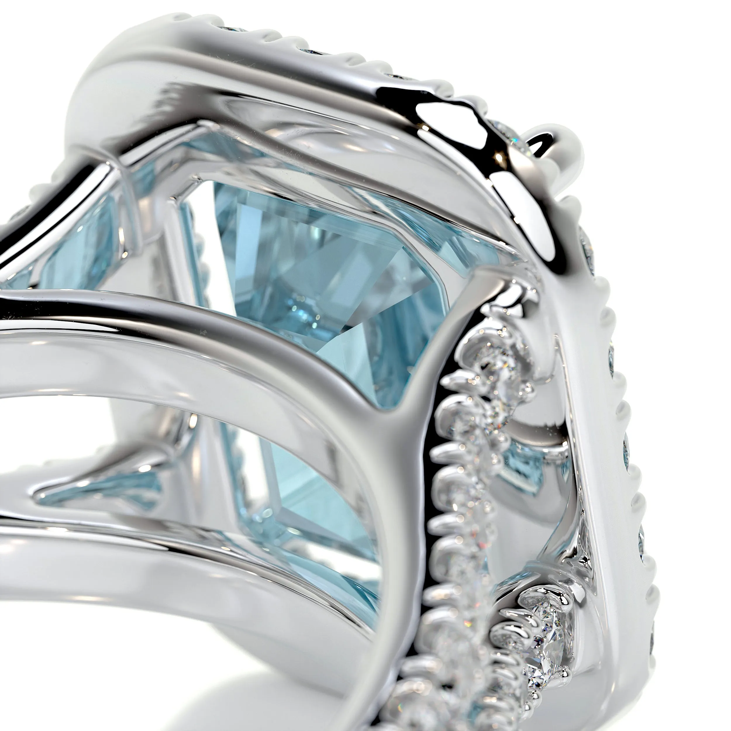 Melody Gemstone & Diamonds Ring   (5 Carat) - 14K White Gold