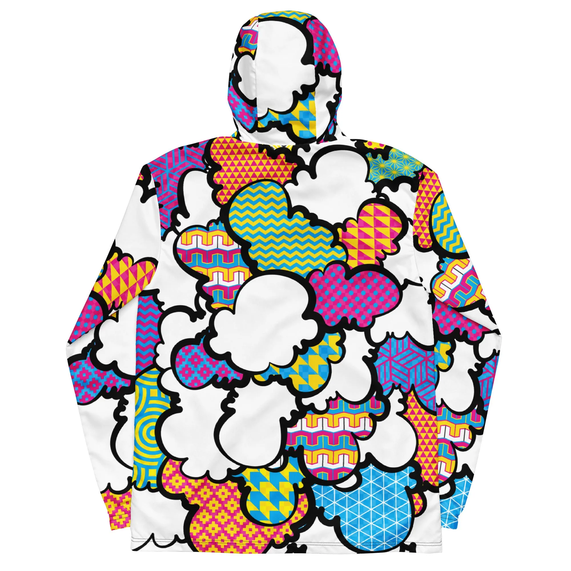 Men's CMYK Graffiti Clouds Zipped Windbreaker Hoodie 001