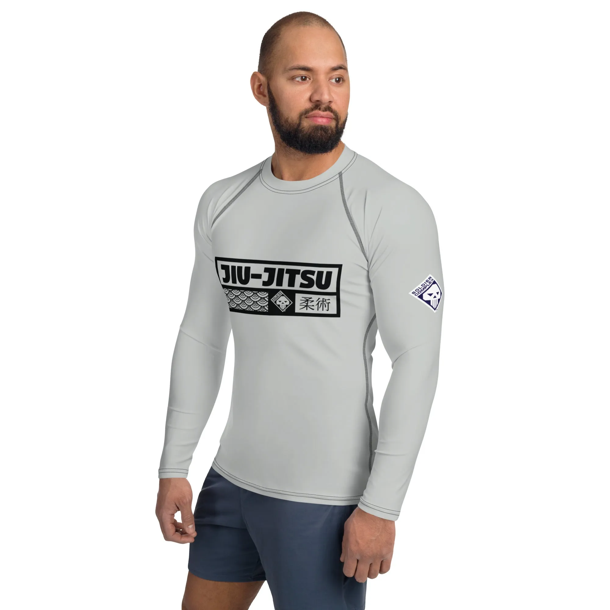 Mens Long Sleeve BJJ Rash Guard - Jiu-Jitsu 025 - Smoke