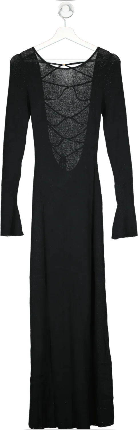 Meshki Black Talia Maxi Open Back Knit Dress UK M