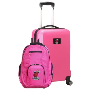 Miami HEAT Deluxe 2 Piece Pink Backpack Carry-On Set