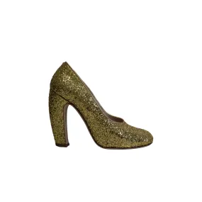 MIU MIU | Gold Glitter Pumps