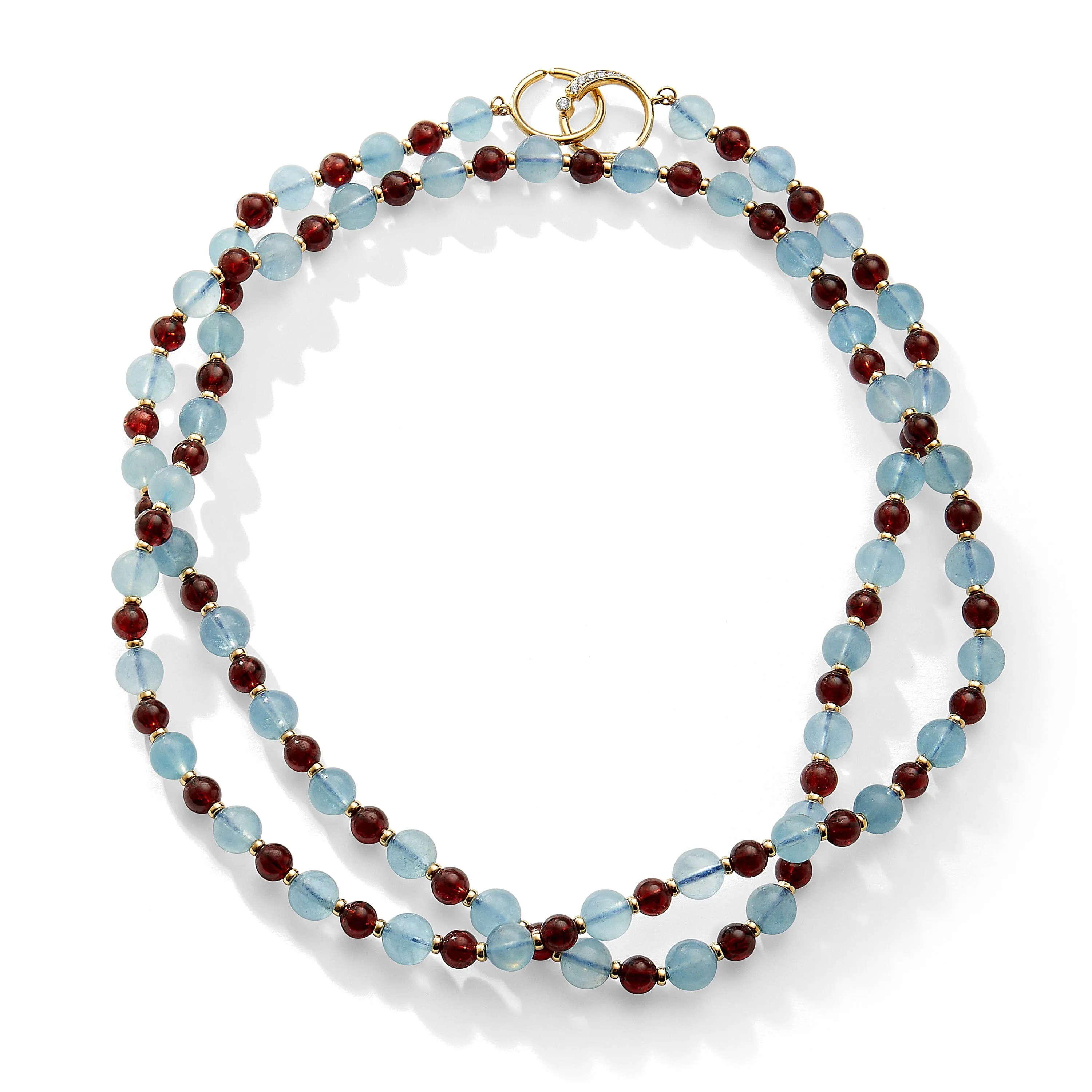 Mogul Aquamarine & Garnet Bead Necklace