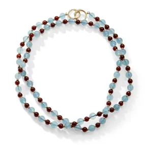 Mogul Aquamarine & Garnet Bead Necklace