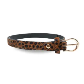 NARWEE - Women's Gold Leopard Print Genuine Leather Belt