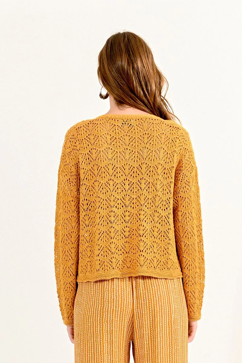 Openwork Semi-Cropped Cardigan