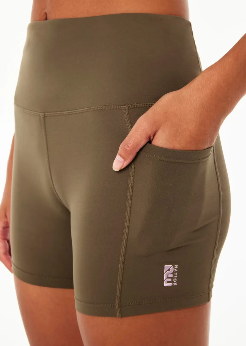 P.E Nation - Recalibrate 5" Bike Short in Khaki