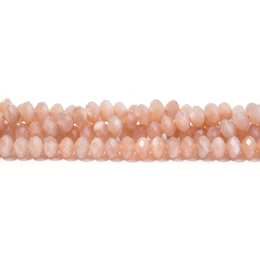 Peach Moonstone 6mm Rondelle Faceted A Grade - 15-16 Inch