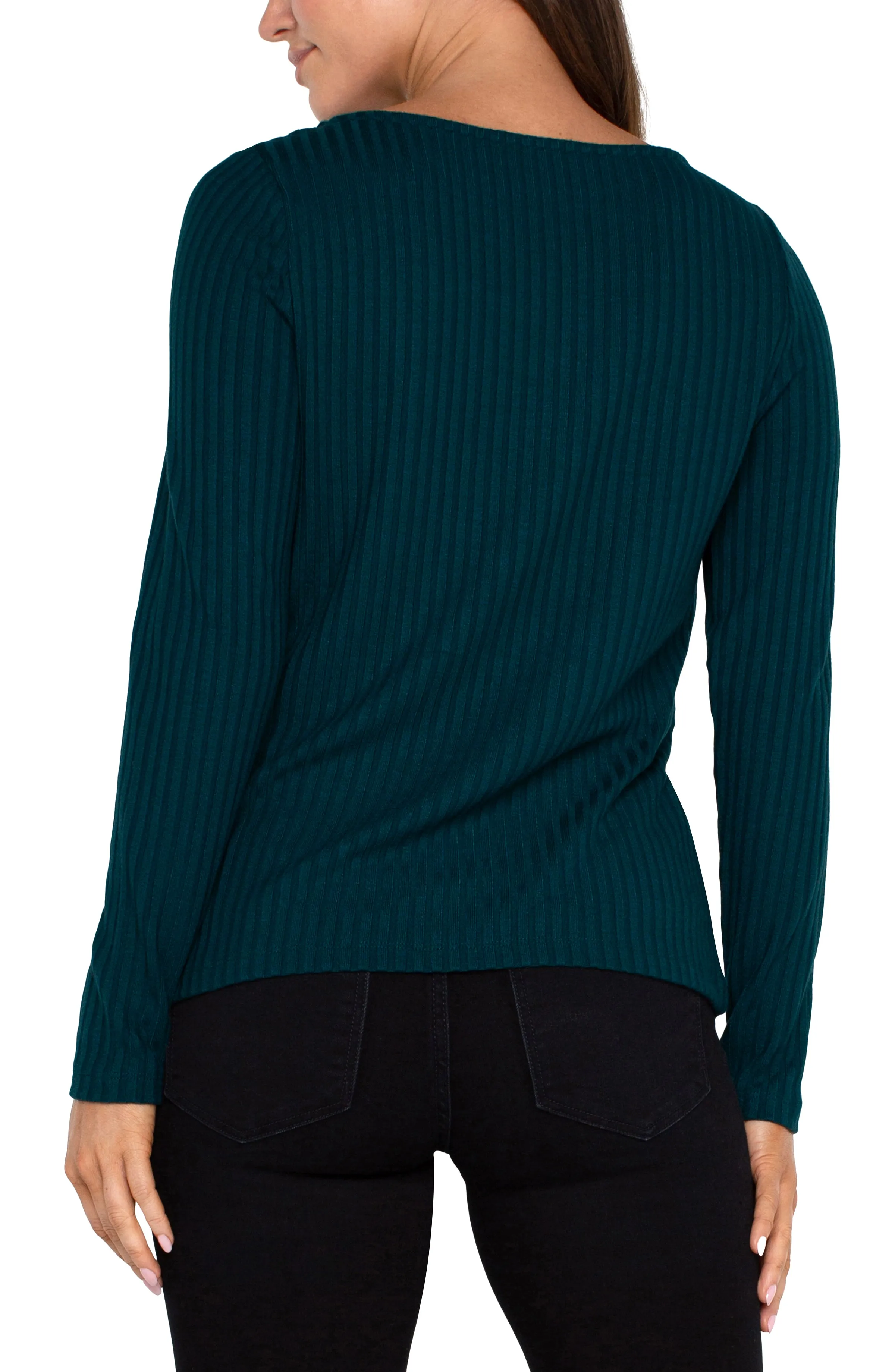 PETITE LONG SLEEVE BOAT NECK KNIT TOP