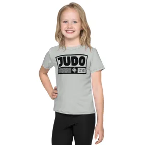 Playful Performance: Girl's Short Sleeve Judo Rash Guard - Smoke