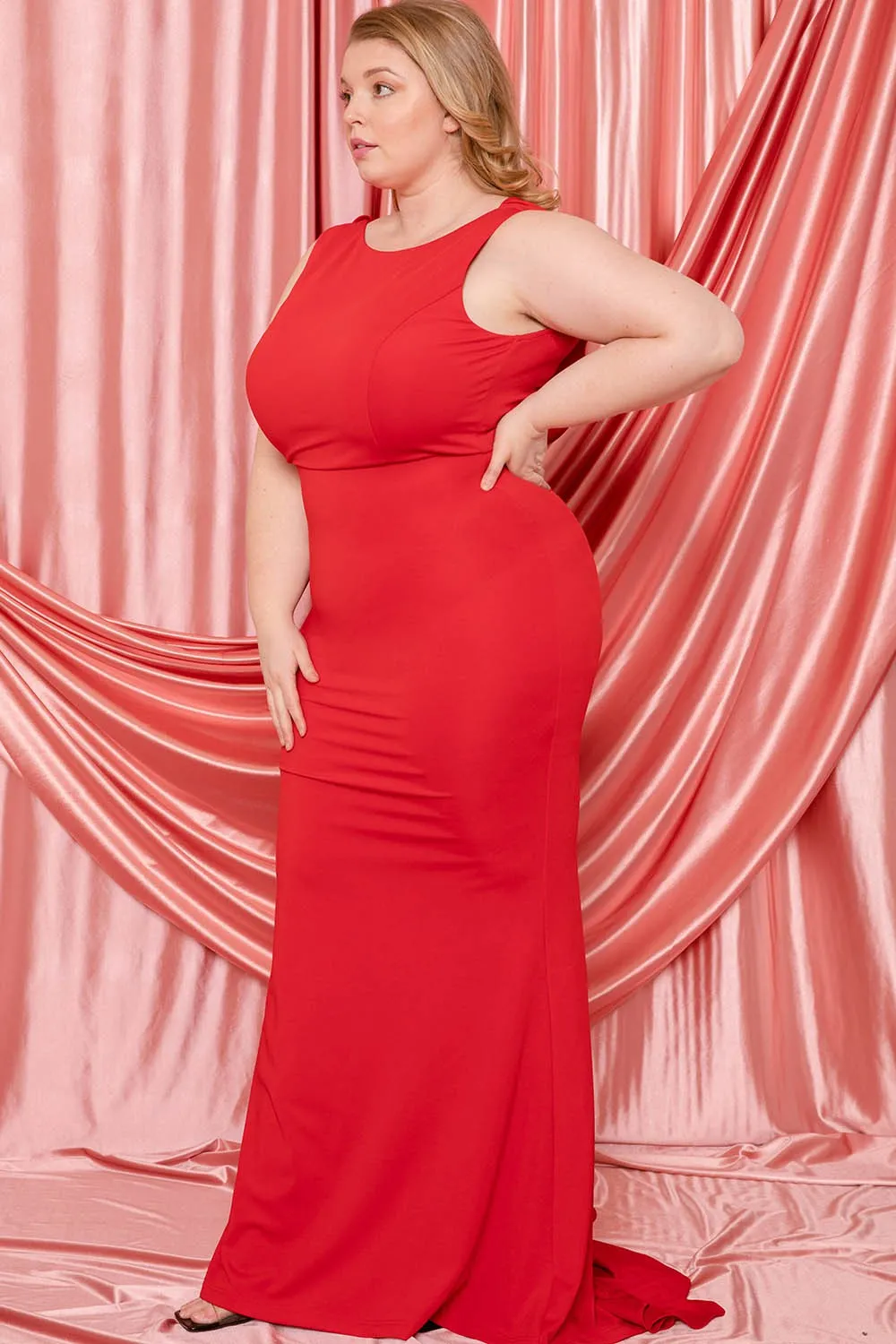 Plus Size Draped Tail Maxi Dress