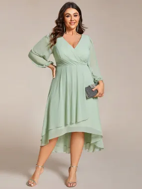 Plus Size Women's Knee-Length Wholesale Homecoming Cocktail Dresses With Long Sleeves