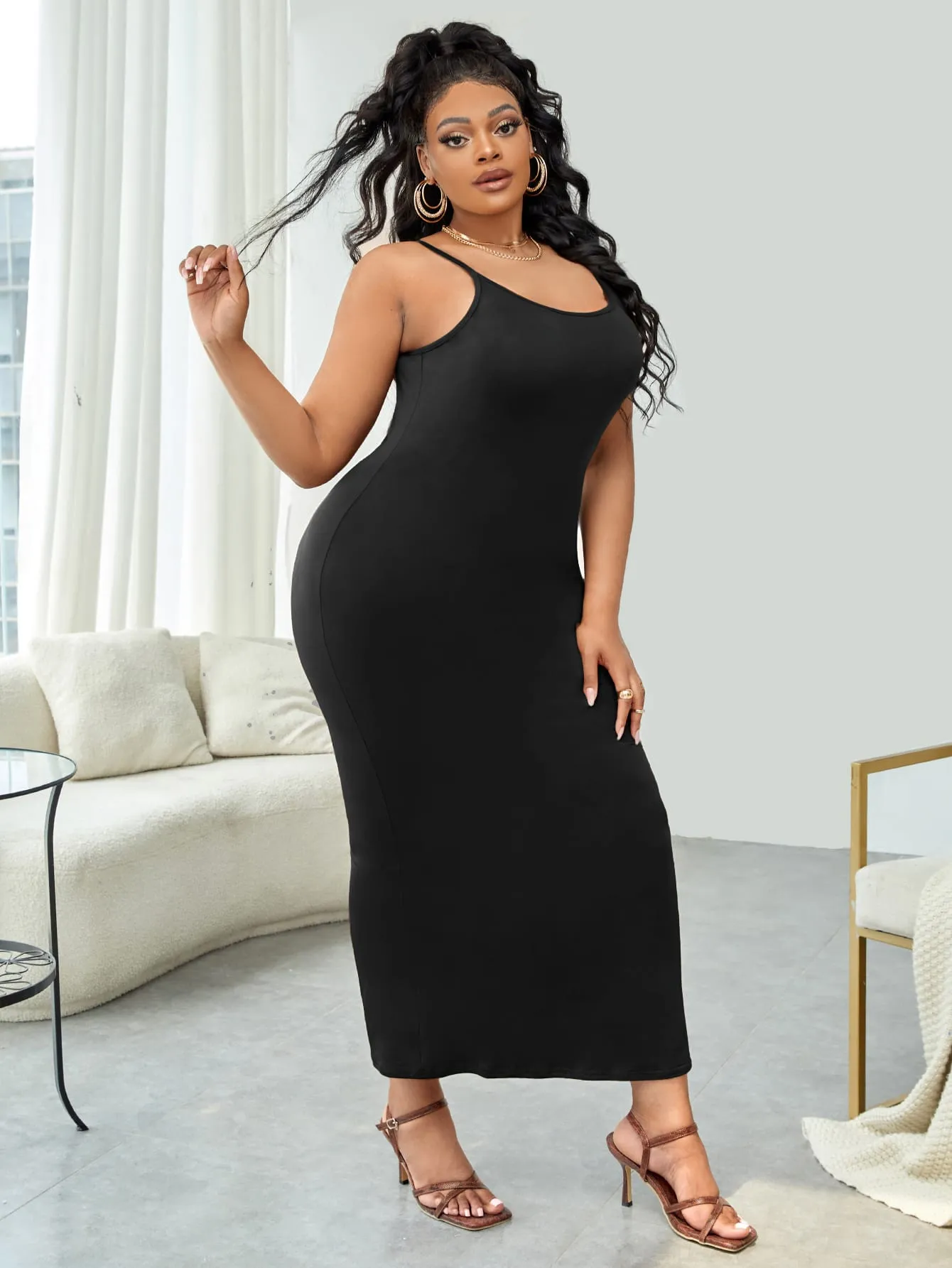 Plus Solid Cami Dress