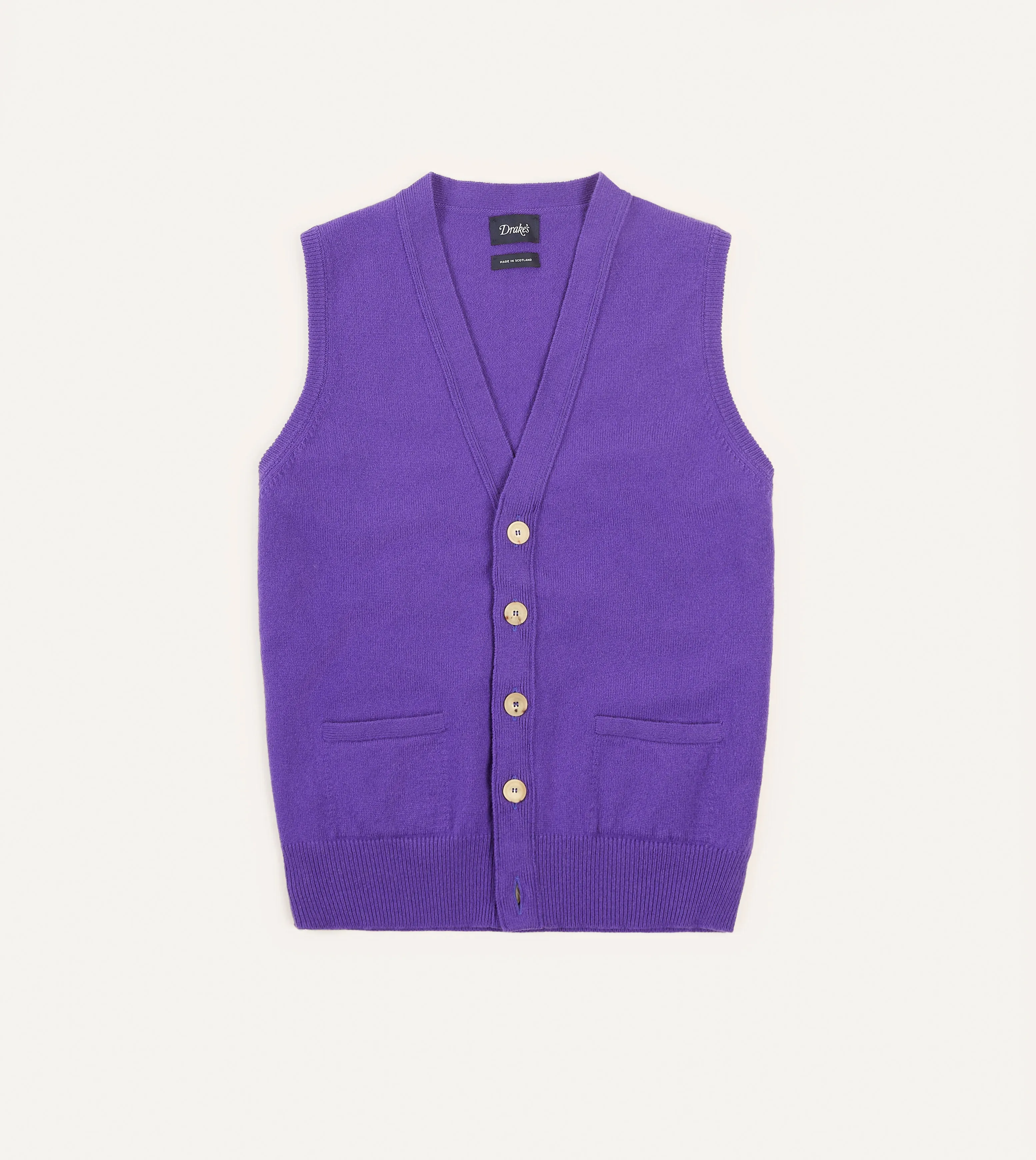 Purple Lambswool Sleeveless Cardigan