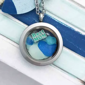 Rare Turquoise English Sea Glass Multi, Plus Aqua and Turquoise "Best Mom" Sea Glass Locket | #1571