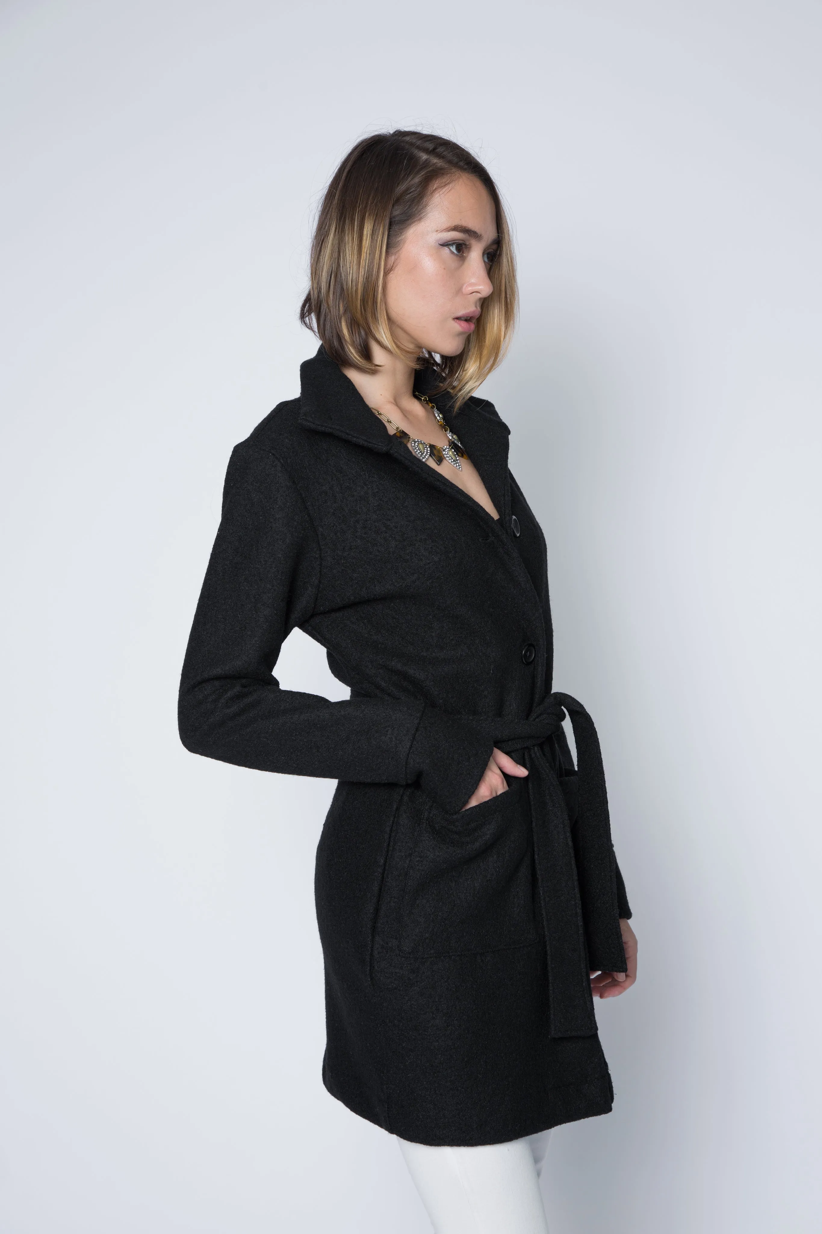 Sherry Funnel Neck Wool Coat