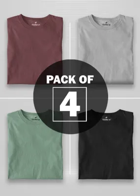 Solid Half Sleeve T-Shirt Women Combo - Pack of 4