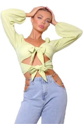 Special V Amore Front Tie Crop Tops