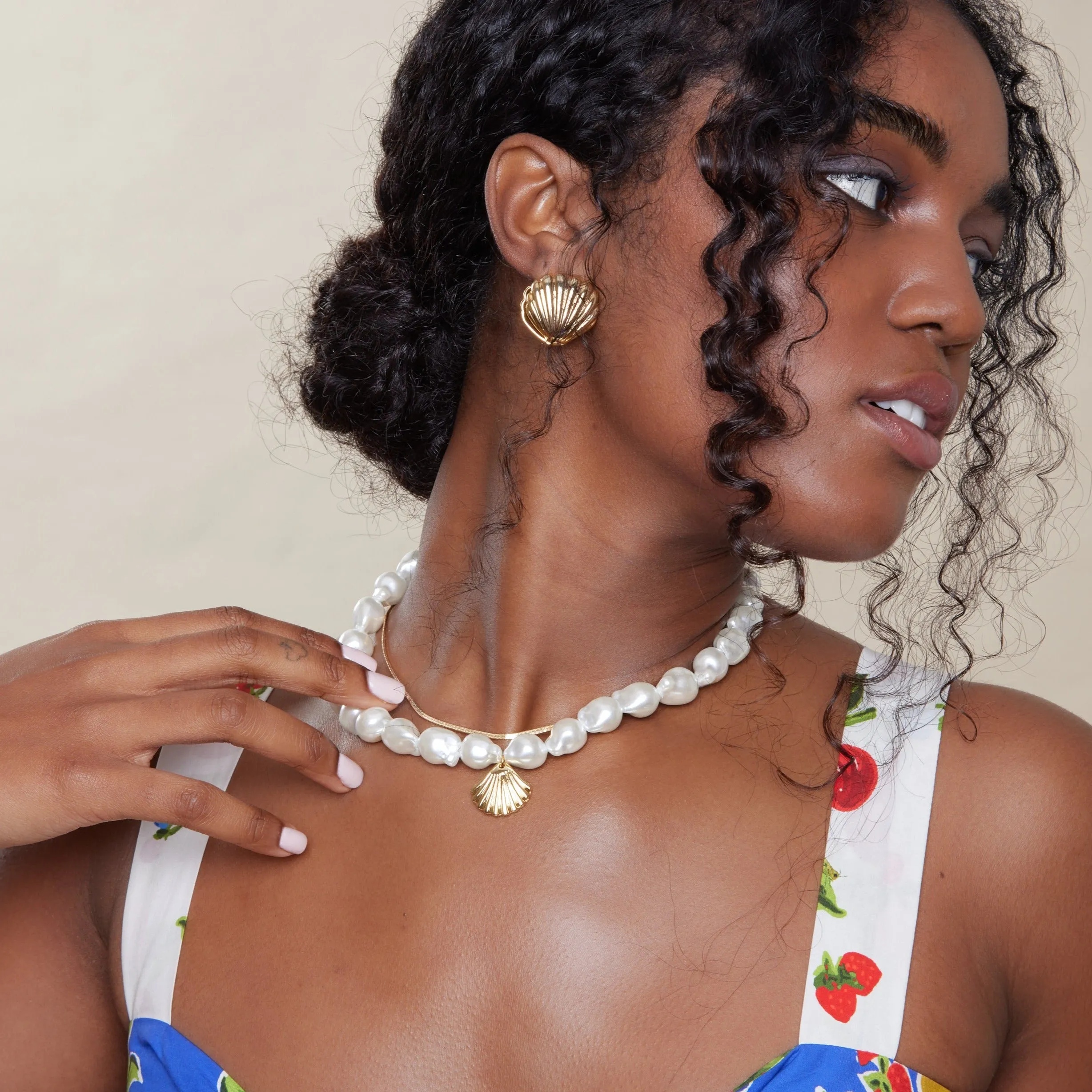 Statement Jumbo Pearl & Shell Necklace