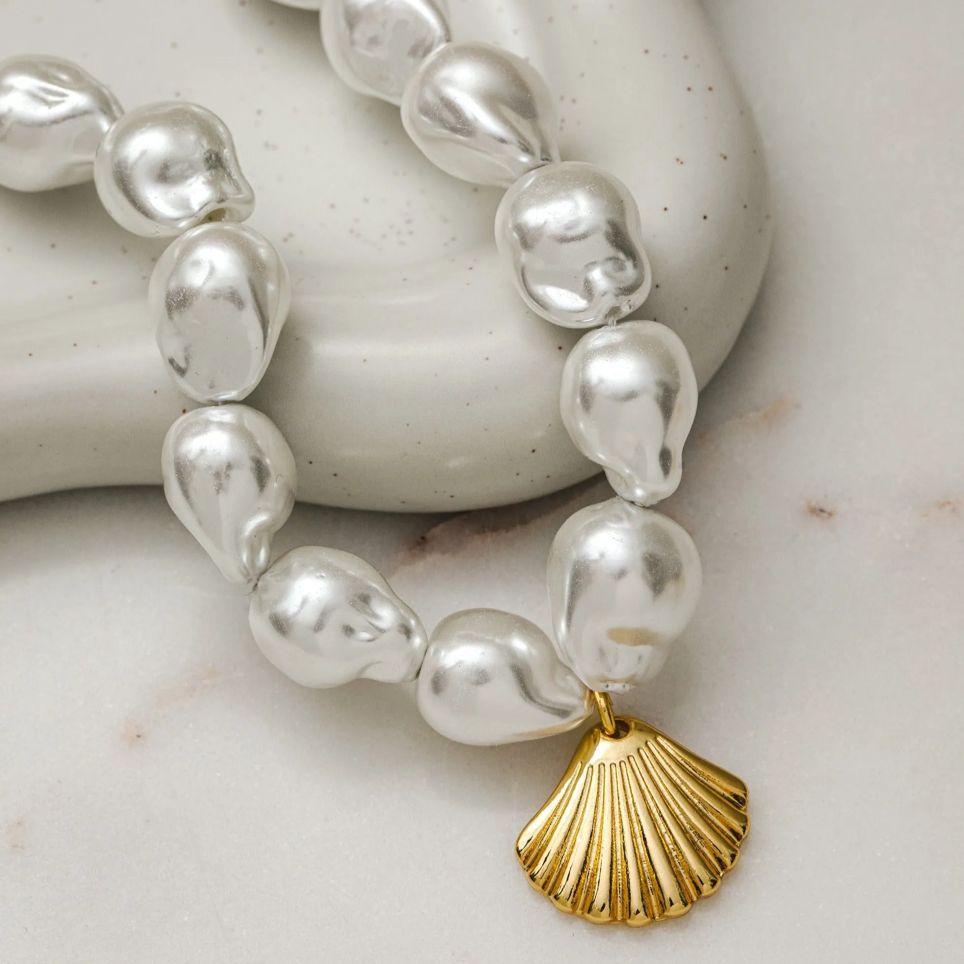 Statement Jumbo Pearl & Shell Necklace